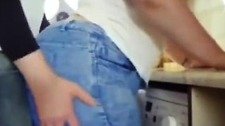Big-Ass Brunette Girl Has Dry Sex in the Kitchen