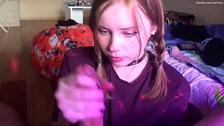 Junior sister in law inhales huge spunk-pump and gets spunk on face