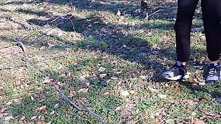 Just a tall girl pissing and flashing outdoors