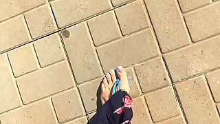 Good Morning with My Sexy Legs and Blue Sandals