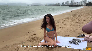 Babe Can I Cum on Your Tits? - Cock Flashing on the Beach