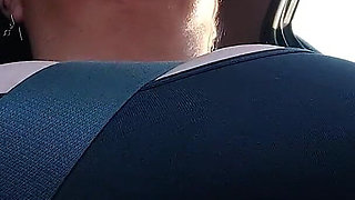 Traveling Stepmom, Solo Fans in Slow Motion, in the Car Big Tits