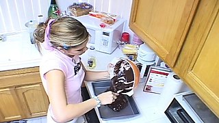 Teen topanga solo in kitchen