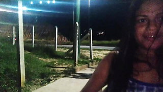 cheating slut wife was sucking and riding cock at nigh in public outdoor then came early in morning for creampie