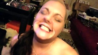 Slutty amateur wife takes a POV cock deep down her throat