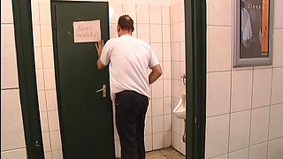 Caught Fucking in the Toilet by the Janitor.