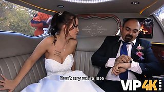 Vip4k. random passerby scores super-sexy bride in the wedding limo