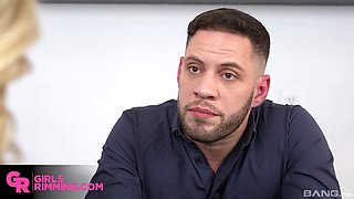 Naughty Slim Blonde Student Lily Larimar Surprises the School Principal With Rimming & Wild Sex