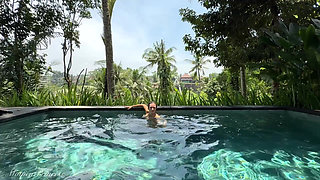 Teasing in See-thru Dress Outdoor at the Pool, Strip