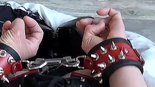 Slave in Leather Corset Used as I Like 2