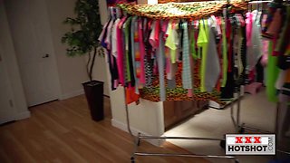 Boobylicious gagging babe in pantyhose n heels throat fucked