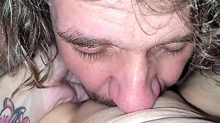 Daddy Licks Her Girl with a Toy in Her Pussy Till She Cums. She Squirts in Daddy's Mouth