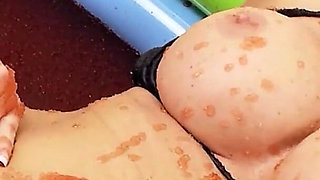Lesb Pool_scene_2_lesbian MILF Couple in Bikinis Enjoy a Jelly Pool