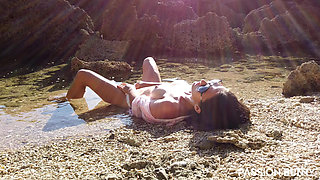 Cute Wife Fingering on Sea Beach