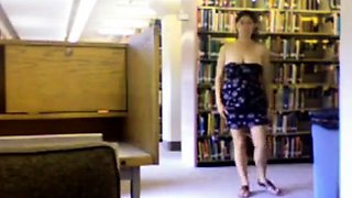 Hairy Nerd Strips on Webcam in Library