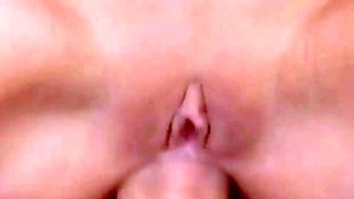 Busty ash-blonde enjoys riding rod for him