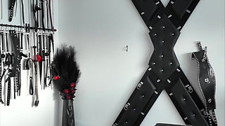 Tits Bondage, Nipple Clamps Pulling, Crop Spanking