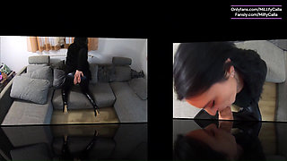 Human Ashtray PVC Shiny. Dirty JOI and Intense Vibrator Orgasm