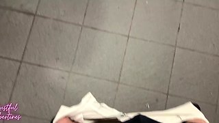 Cheeky milf takes a whole load of heavy cock in public toilet