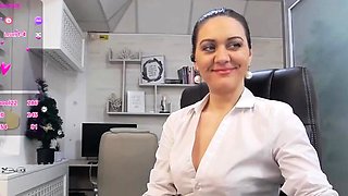 Big ass and tits office milf teasing on webcam