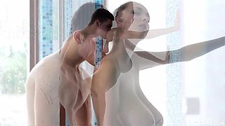 Lucie Wilde shares sensual pool giving head and anal moments