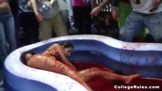 Watch this naked wrestling chick get her fine ass drilled and wet tshirt off