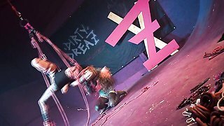 Dirty lady at tattoo bondage video