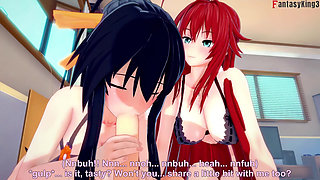Akeno and Rias Surprise Me Whit a Double Blowjob - Dxd Ntr Madness Series