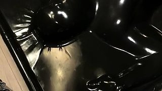 two women fetish latex asslicking and anal mff