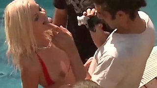 Group of guys attends pool party with hot girls and gets naked