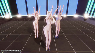 [mmd] Twice - Talk That Talk Ahri Seraphine Kaisa Sexy Striptease League of Legends Hentai Uncensored 4K 60fps