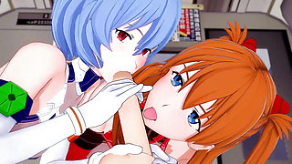 Asuka and Rei give a blojob in POV : Neon Genesis Evangelion 3D Hentai Parody