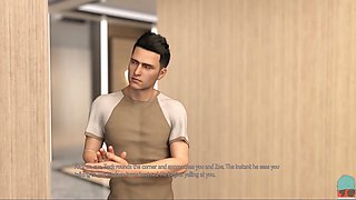 Mom with big boobs in a college-themed visual novel adventure