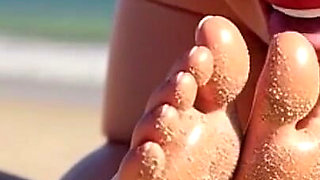 Fat Woman Licking Sandy Feet of Skinny Girl - Beach Humiliation