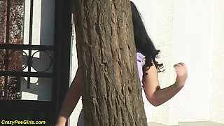 Crazy bbw girl peeing on the street