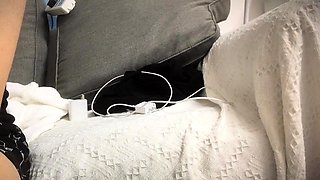 Cute amateur asian web cam girl playing with her toy