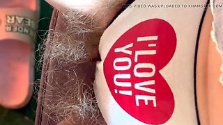 Cute blonde amateur shows hairy bush in panties outdoor closeup