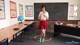 Naughty student Kate-Anne is hula hooping and stripping