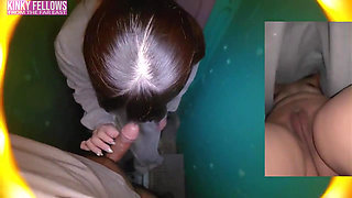 Fragile Heiress Heat as the Natural Rich Beauty Offers Warm Mouth Support Inside a Risky Temporary Booth