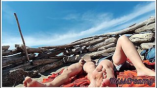 Voyeur Watching Us While My Hot Wife Masturbating And Cumshot Cock In Nudist Beach Public 02