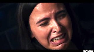 Uncensored Latina Brunette with Big Natural Tits Gets Hardcore Rough Sex from Massive Monster Cock in Toilet