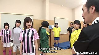 Asian students getting toy fucked during gym
