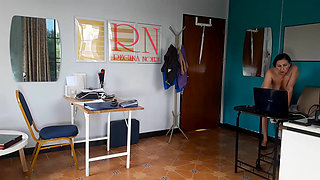 Nudist secretary. Nude employee in the office. Nude secretary is not shy about her boss. Nude office.  2 194