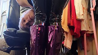 Blonde amateur MILF sucks and jerks for facial
