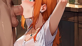 Anime Ai My Wife Seduces Me in the Kitchen with a Deep Throat, and Swallows My Semen for Dessert