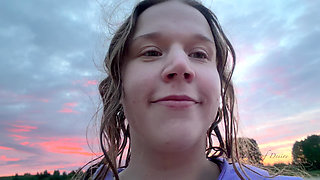 Showing My Body and Having Fun Saying Things in the Evening in an Empty Lake