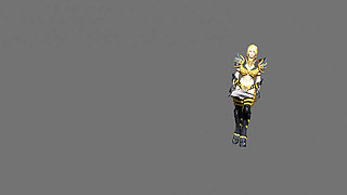 A warrior girl walking with a sword