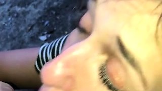 Czech amateur blowjob and fucking POV in public