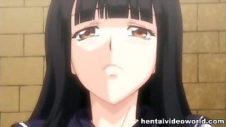 Submissive hentai school girl owned by old guy