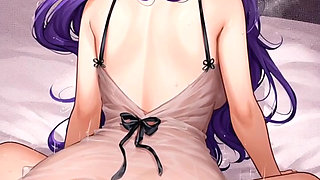 Purple hair bitch loves taking dicks